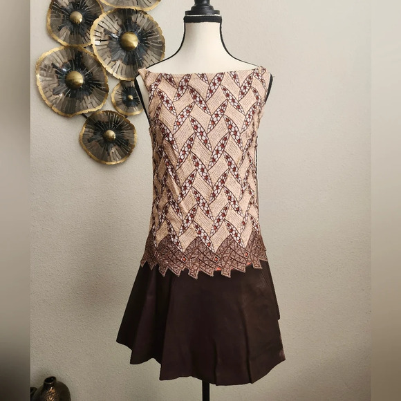 Thakoon Runway African Eyelet Leather Combo Dress - Picture 1 of 13